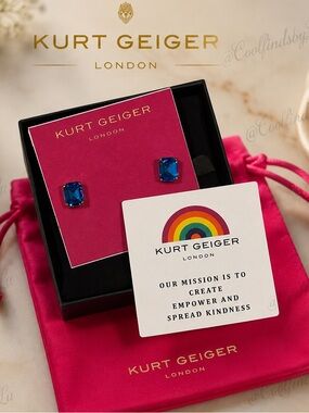Kurt Geiger London Blue Crystal Stud Earrings